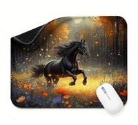 Mini Mouse Mat 24x16 inch, Mouse Mat Black Horse, Thick Anti-slip Rubber Base Waterproo Mousepad, Small Gaming Desk Mat, Keyboard Mat, Improved Precision and Speed, Home Travel, Gifts for Women t0s-99