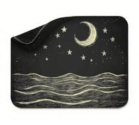 Mini Mouse Mat 24x16 inch, Mouse Mat Black Moon, Thick Anti-slip Rubber Base Waterproo Mousepad, Small Gaming Desk Mat, Keyboard Mat, Improved Precision and Speed, Home Travel, Gifts for Women t0s-668