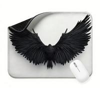 Mini Mouse Mat 24x16 inch, Mouse Mat Black Wings(2), Thick Anti-slip Rubber Base Waterproo Mousepad, Small Gaming Desk Mat, Keyboard Mat, Improved Precision and Speed, Home Office Travel t0s-190