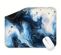 Mini Mouse Mat 24x16 inch, Mouse Mat Blue Marble Pattern, Thick Anti-slip Rubber Base Waterproo Mousepad, Small Gaming Desk Mat, Keyboard Mat, Improved Precision and Speed, Home Office Travel t0s-31