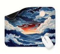 Mini Mouse Mat 9x7 inch, Mouse Mat Japan Waves, Thick Anti-slip Rubber Base Waterproo Mousepad, Small Gaming Desk Mat, Keyboard Mat, Improved Precision and Speed, Home Travel, Gifts for Women t0s-21