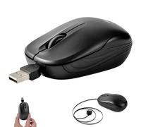 Mini Mouse USB A Corded Retractable 1.96ft/60cm Cable,Small Computer Mouse 1000D-PI Optical with Type-A Retractable Cable, for Left and Right-Handed Travel PC Laptop,Notebook,Desktop,MAC,Small Hands