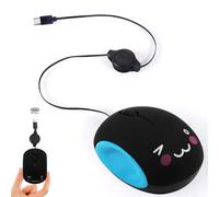 Mini Mouse USB C Corded Retractable 70 cm Cable, Small Computer Mouse 1000D-PI Optical with Type-C Retractable Cable, Quiet Click, for Left and Right Handed Travel PC Laptop Notebook Desktop Mac Blue