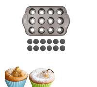 Mini Muffin Cheesecake Pan, 12 Cavity with Removable Bottom Cupcake Pan Mini Round Cake Pans Nonstick Cake Mold DIY Baking Cake Mold, 13.0x8.2x1.5in