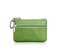 Mini Multi-Color Genuine Leather Small Coin Purse Light Top Layer Cowhide Zipper Key Case Solid Color Coin Loose Money Bag(Green 2)