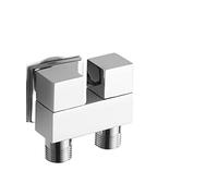 Mini Multi-Function Faucet Brass One Into Two Out Dual Control Washing Machine Tap Three-Way Toilet Triangle Valve Leak-Proof Water-Saving(Chrome1)