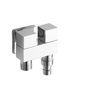 Mini Multi-Function Faucet Brass One Into Two Out Dual Control Washing Machine Tap Three-Way Toilet Triangle Valve Leak-Proof Water-Saving(Chrome2)