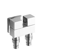 Mini Multi-Function Faucet Brass One Into Two Out Dual Control Washing Machine Tap Three-Way Toilet Triangle Valve Leak-Proof Water-Saving(Chrome4)