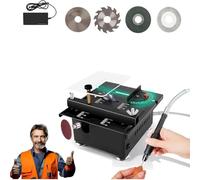 Mini Multi-Functional Table Saw with Full Set of Accessories,Adjustable Speeds & Angle Portable Electric Saw 1/2" Adjustable Cut Depth Liftable for Wood Plastic Acrylic Cutting (Four-Saw Blade)
