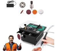 Mini Multifunctional Table Saw, 2025 New Desktop Electric Saw Cutter, Portable Liftable for Wood Cutting, 16MM Adjustable Cutting Depth, 7 Speed Adjustable Power Supply (Sanding kit)