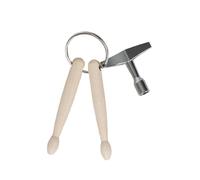 Mini Multifunctional Wooden Percussion Instrument Drum Keyring with Key, Suitable for Musicians, Teachers, Gift, Collectible, Decor, Style A