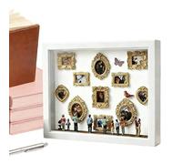 Mini Museum Box with Silhouettes, Display Box for Memories with Light, 11 Miniatures with Photo Frame and 8 Figurines - for Valentine's Wedding Birthday