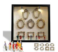 Mini Museum Display,Wood Fun Figurines, Light Up Memory Display Kit, Family Miniature Museums Frames,Couple Home Decor,Creatives Presents for Adults Lovers Family Friends(BlacK)