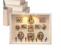 Mini Museum Photo Frames - Lighted Silhouette Shadow Box, Handmade Gold Figurine Desktop Display | Decorative Picture Case Set For Wedding, Birthday, Home