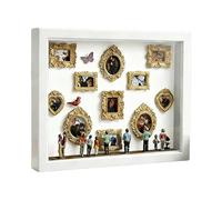Mini Museum Silhouette Box - Shadow Box Frame Kit With Mini Frames & 8 Figurines And LED Light For celebration Valentine's Day Birthday Custom Present For Her Him Couple Family And Friends