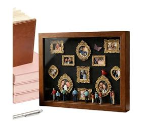 Mini Museum Silhouette Box - Shadow Box Frame Kit With Mini Frames & 8 Figurines And LED Light For celebration Valentine's Day Birthday Custom Present For Her Him Couple Family And Friends