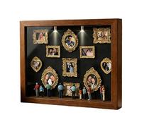 Mini Museum Wooden Shadow Box Frame,Mini Museum Picture Frames,Shadow Display Case 8 Pieces Miniature Figurine with Lights,for Wedding Birthday Tabletop Display & Home Decor