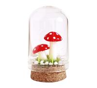 Mini Mushroom Figurines Glass Cover Ornaments Dollhouse Realistic Mushrooms with Miniature Decorations for Dollhouses Resin Red