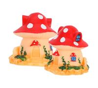 Mini Mushroom House with Fine Workmanship Garden Ornaments 2 Pcs Red Pvc Material Stylish and Adorable Miniature Mushroom House Crafts Decoration for Pet Box and Reptile Box