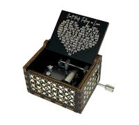Mini Music Box 18 Note Hand Crank Engraved Wood Music Box for Dear Wife Girlfriend Valentine Xmas Wedding Anniversary Present (Can't Help Falling in Love-black)