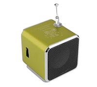 Mini Music Speaker LED MP3 Player Bluetooth Speaker FM Stereo Portable Radio Speaker USB Micro SD TF Compatible for PC Notebook TD-V26 (Green)