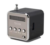 Mini Music Speaker LED MP3 Player Bluetooth Speaker FM Stereo Portable Radio Speaker USB Micro SD TF Compatible for PC Notebook TD-V26 (Black)