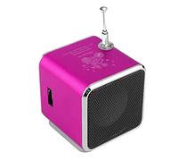 Mini Music Speaker LED MP3 Player Bluetooth Speaker FM Stereo Portable Radio Speaker USB Micro SD TF Compatible for PC Notebook TD-V26 (Pink)