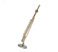 Mini Musical Instrument Model Copper Miniature Flute Model With Support Mini Musical Instrument Decorative Ornaments For House (Color : 02, Size : 8cm)