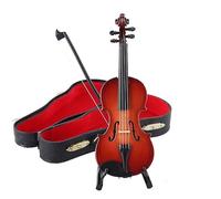 Mini Musical Instrument Model Handmade Wooden Collection Decorative Ornaments Mini Violin With Support Miniature Model Decoration Gifts (Color : 12cm)