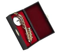 Mini Musical Instrument Model Miniature Gold Plated Alto Saxophone Replica With Stand And Case Model Ornaments