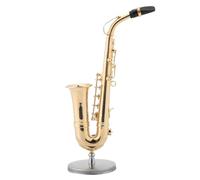 Mini musical instrument models Miniature Alto Saxophone Instrument Ornaments + Stand & Case - Gold Plated Musical Instrument Ornaments