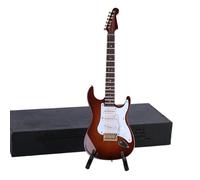Mini musical instrument models Miniature Electric Guitar Mini Musical Instrument Model With Box Stand Accessories Collection Decorative Ornaments(Coffee,14cm)