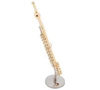 Mini musical instrument models Miniature Flute Ornament With Stand And Case Gold Plated Mini Instrument Model Musical Ornaments Gift