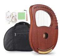 Mini musical instrument ornaments 16-string wooden harp crafts classical miniature model cute mini creative unique jewelry round sound hole metal harp portable accessories musical instrument