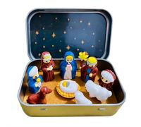 Mini Nativity Scene Tin Box Set, Nativity Sets & Figures Miniature, Birth of Jesus with Holy Family Sheep and Jesus Figurines, Small Religious Scene for Indoor Tabletop Decor Gift