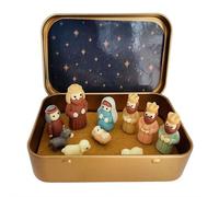 Mini Nativity Scene Tin Box Set, Nativity Sets & Figures Miniature, Birth of Jesus with Holy Family Sheep and Jesus Figurines, Small Religious Scene for Indoor Tabletop Decor Gift