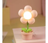 Mini Night Light Flower Cartoon Cute Night Lamp, Portable LED Desk Decor Lamp Battery Operated Adjustable Flower Bedside Lamp for Kids Girls Childrens Xmas Gift Bedroom Home Office (Pink)
