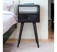 Mini Nightstand with Drawer and Open Shelf, Sustainable Construction, Small side table for Bedroom, 30L x 30W x 57H cm, Black Aosom UK