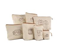 Mini Nomad Diaper Bag Organizing Pouches Set of 7, Waterproof Canvas Pouch, Baby Bag Organizer, Beige/Brown