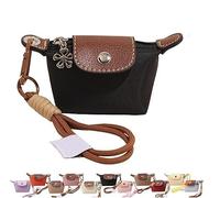 Mini Nylon Dumpling Bag,with Zipper & Keychain,Detachable Nylon Wrist Strap Coin Purse, Women’s Cute Change Purse Wallet,Portable Wallet,for Travel and Storage (Black)