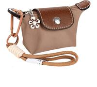 Mini Nylon Dumpling Bags for Women, Detachable Nylon Wrist Strap Coin Purse with Wrist Strap, Tiny Dumpling Bag for Cards, Keys, and Coins, Women’s Cute Storage Change Purse Wallet (Khaki)