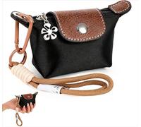 Mini Nylon Dumpling Bags for Women, Detachable Nylon Wrist Strap Coin Purse with Wrist Strap, Tiny Dumpling Bag for Cards, Keys, and Coins, Women’s Cute Storage Change Purse Wallet (Black)