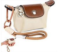 Mini Nylon Dumpling Bags for Women, Detachable Nylon Wrist Strap Coin Purse with Wrist Strap, Tiny Dumpling Bag for Cards, Keys, and Coins, Women’s Cute Storage Change Purse Wallet (White)