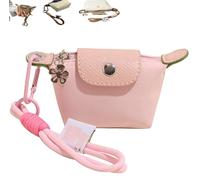 Mini Nylon Dumpling Coin Purse, with Detachable Wrist Strap, Portable Travel Money Bag, Cute and Practical, Zipper Closure Wallet for Everyday Use, for Cards Keys and Coins (Pink)