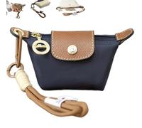 Mini Nylon Dumpling Coin Purse, with Detachable Wrist Strap, Portable Travel Money Bag, Cute and Practical, Zipper Closure Wallet for Everyday Use, for Cards Keys and Coins (Dark Blue)