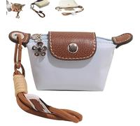 Mini Nylon Dumpling Coin Purse, with Detachable Wrist Strap, Portable Travel Money Bag, Cute and Practical, Zipper Closure Wallet for Everyday Use, for Cards Keys and Coins (Light Blue)