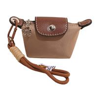 Mini Nylon Dumpling Coin Purse with Detachable Wrist Strap, Women’s Compact Change Purse for Coins, Cards, and Keys, Cute and Practical, Zipper Closure Wallet for Everyday Use (Khaki)