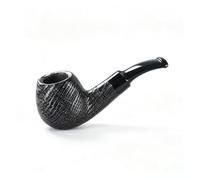 Mini Oak Wood Tobacco Pipe, Bent Curved Hand Pipe with Detachable Mouthpiece, Textured Dark Finish Portable Wooden Pipe, Classic Small Smoking Pipe for Daily Use