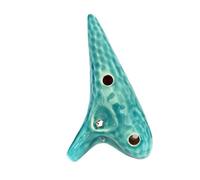 Mini Ocarina 12 Hole Ceramic Ocarina Alto C AC Red Blue Dolomite Professional Ocarina Music(Color:Green)