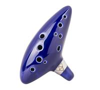 Mini Ocarina 12-tone Alto C Ceramic Ocarina Instrument with Singing Neck Strings Neck String Tote Blue
